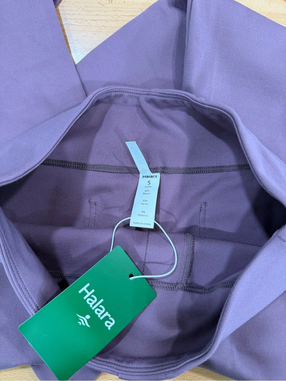 Halara Flex High Waisted Back Side Pocket Slight Flare Work Pants Purple NWT